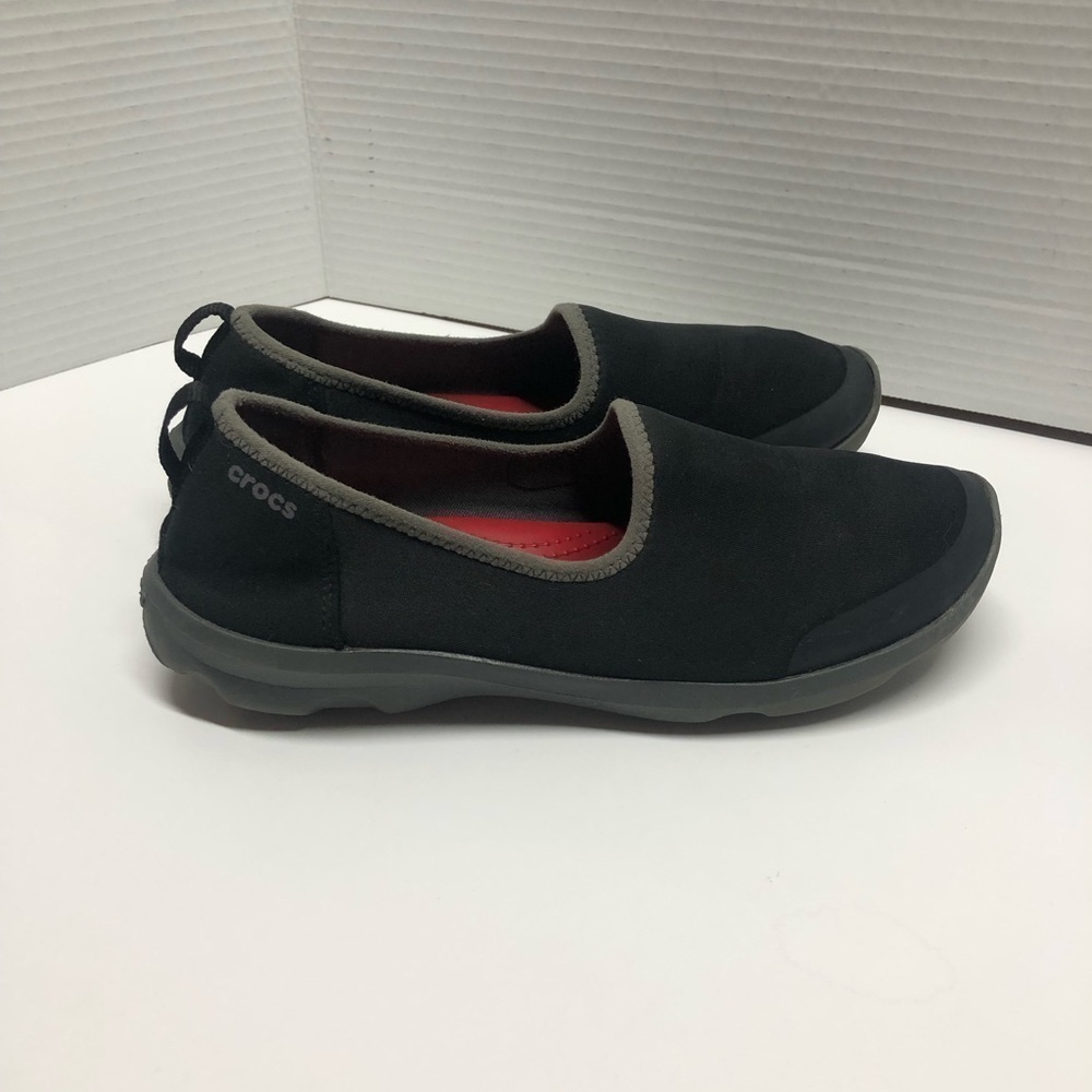 Crocs black slip on shoes